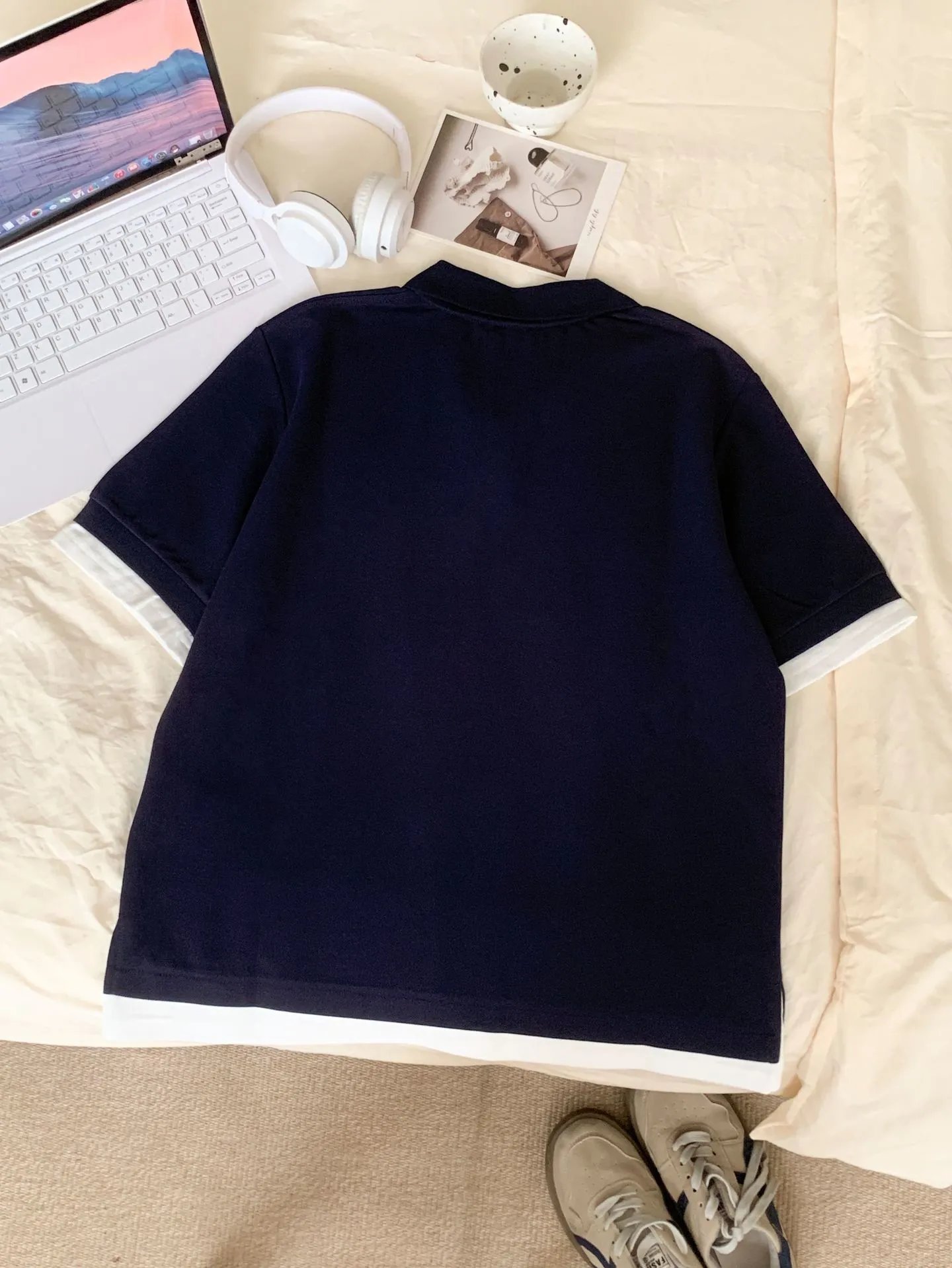 Other Shirt Layered Fake Two-Piece Navy