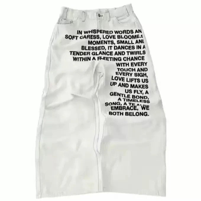 Unbranded Jeans Baggy Letter Print White