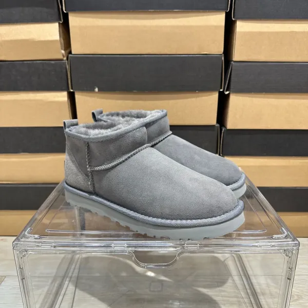 UGG Classic Mini II Gray Suede Sheepskin Boots Snow Boots - 1