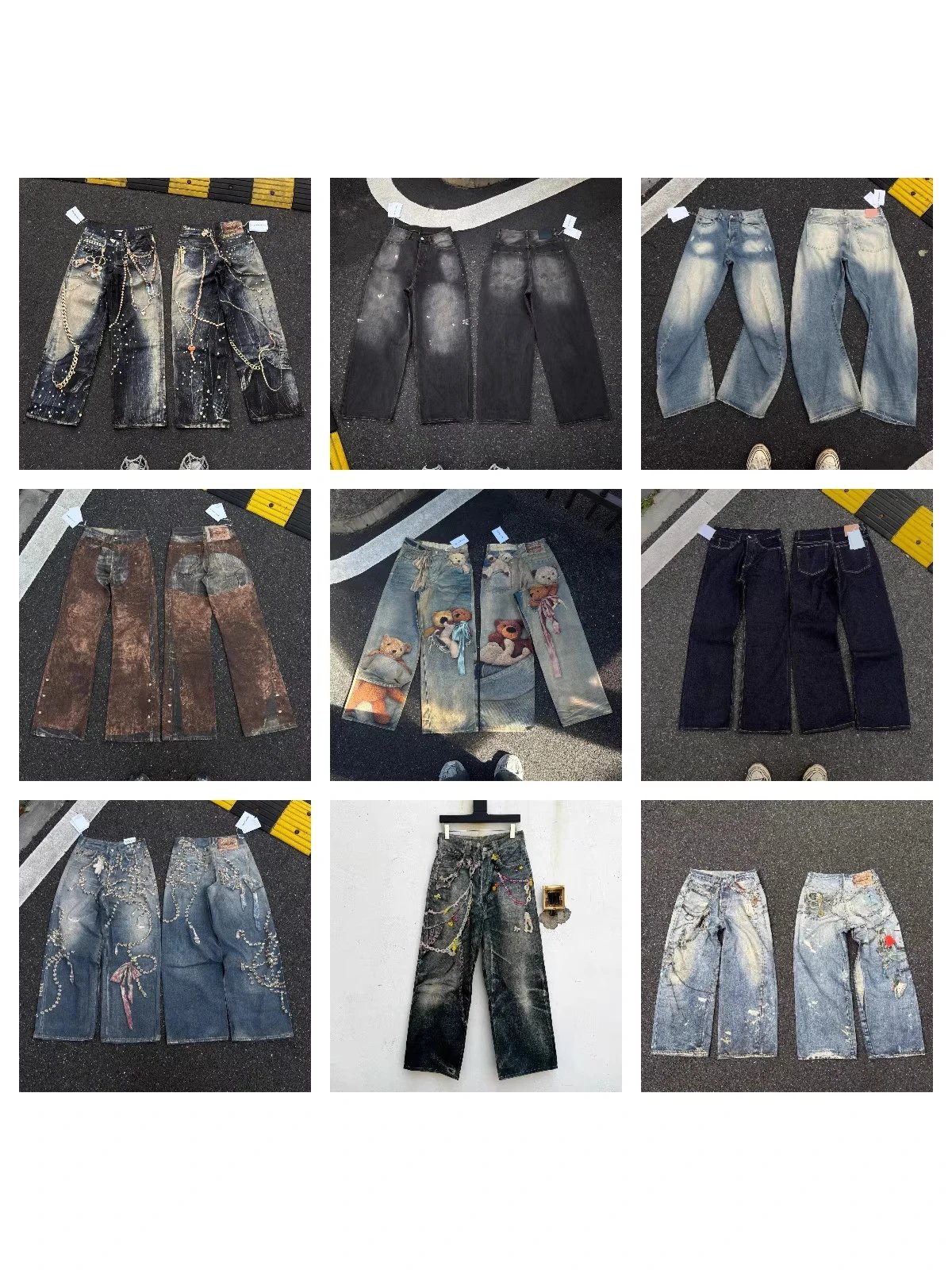 Loose wide leg pants, jeans, men's and women's collection