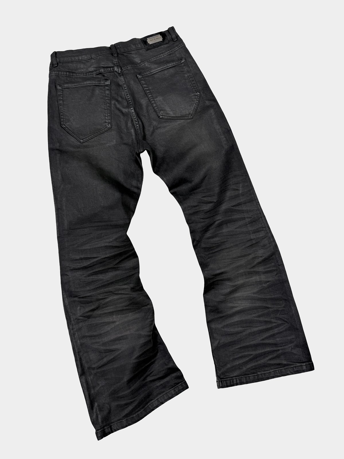 EodupMamba Remastered Edition Pioneer Dark Pattern Snake Scale Wrinkled Washed and Waxed Flared Jeans