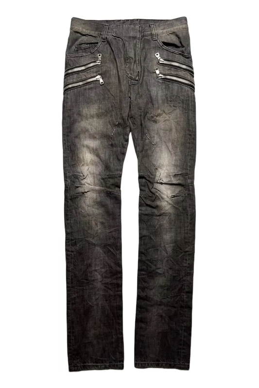 Non-Balmain Zip Balmain Four-Zipper Skinny Jeans - vet