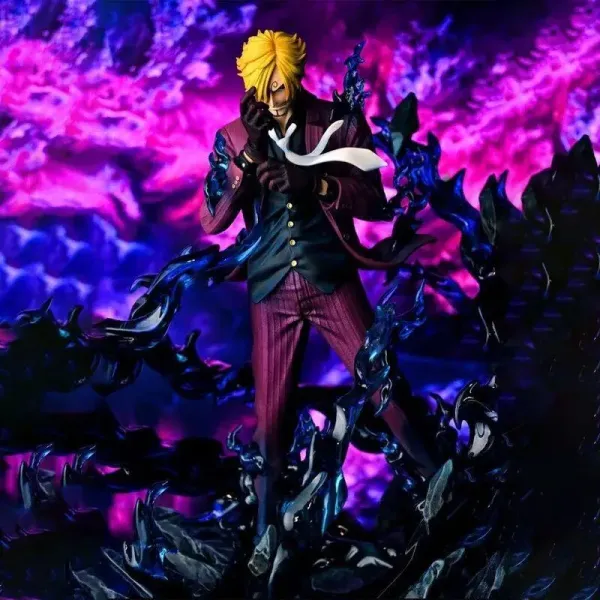 Design One Piece Sanji Vinsmoke Figure - Red Suit with Blue Flame Effect Collectible Statue Electronics - 3