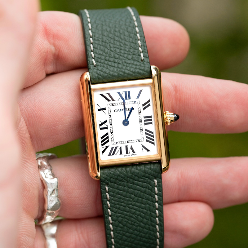 Cartier Santos Dumont Gold Case Brown Alligator Strap Watch Watches - 7