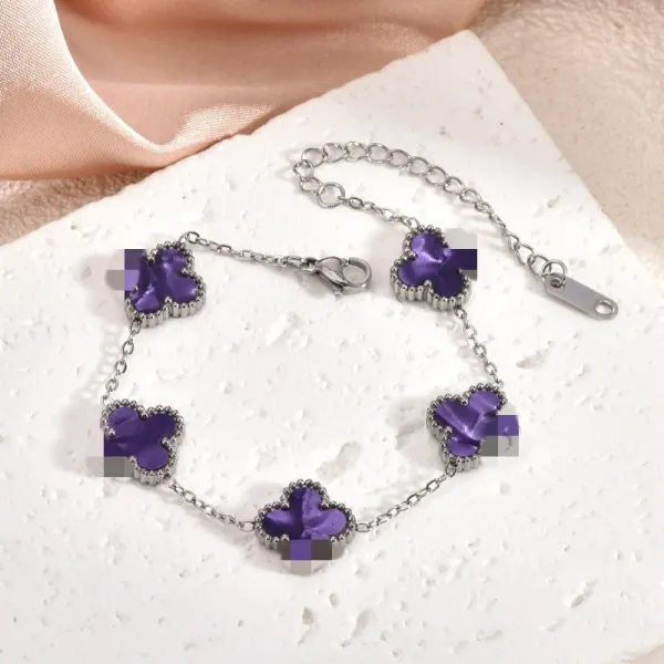Design Alhambra-Style Red Enamel Clover Bracelet Jewelry - 2