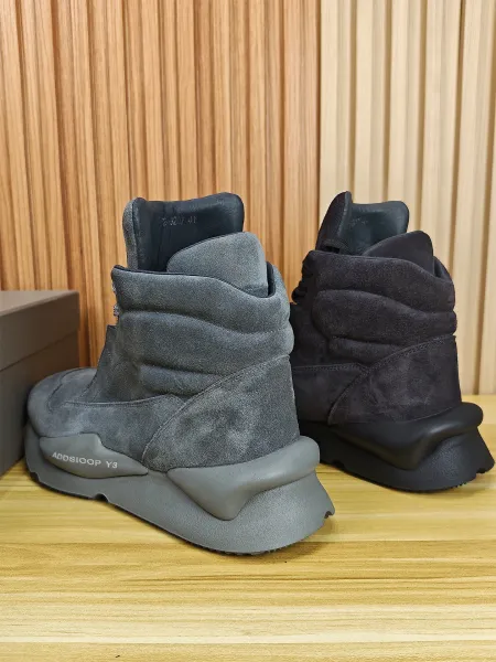 Adidas Y-3 Y-3 Suede High-Top Gray Sneakers - 2