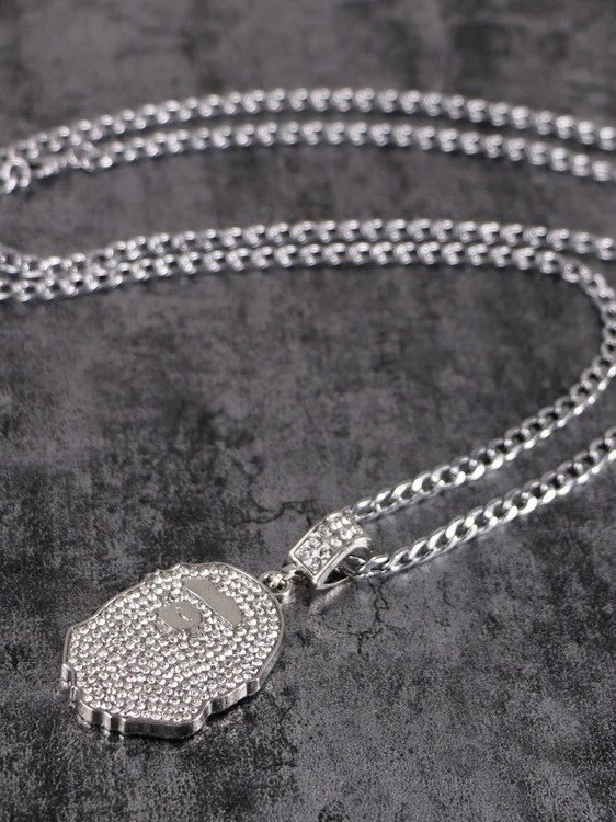 A Bathing Ape Bape Sta Pendant Necklace Silver Jewelry - 3