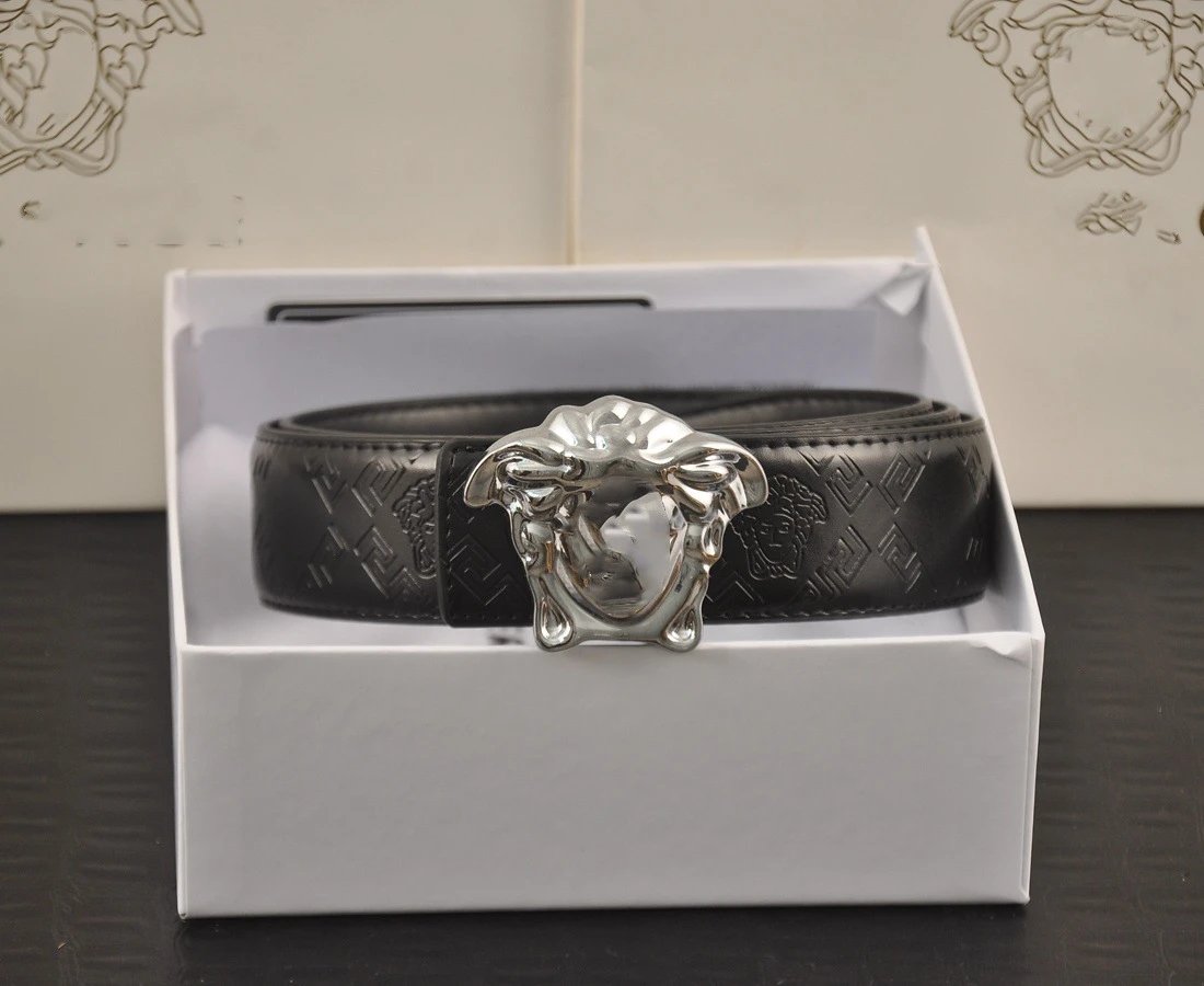 Versace Medusa Head Leather Belt Black