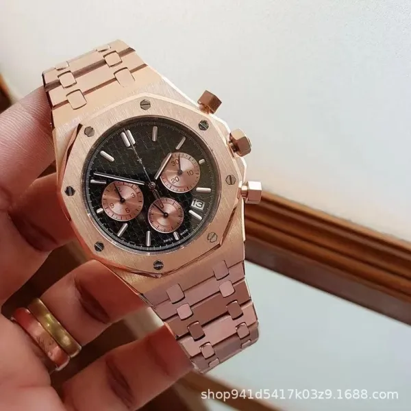 Audemars Piguet Royal Oak Chronograph Rose Gold Black Dial Watch Watches - 1