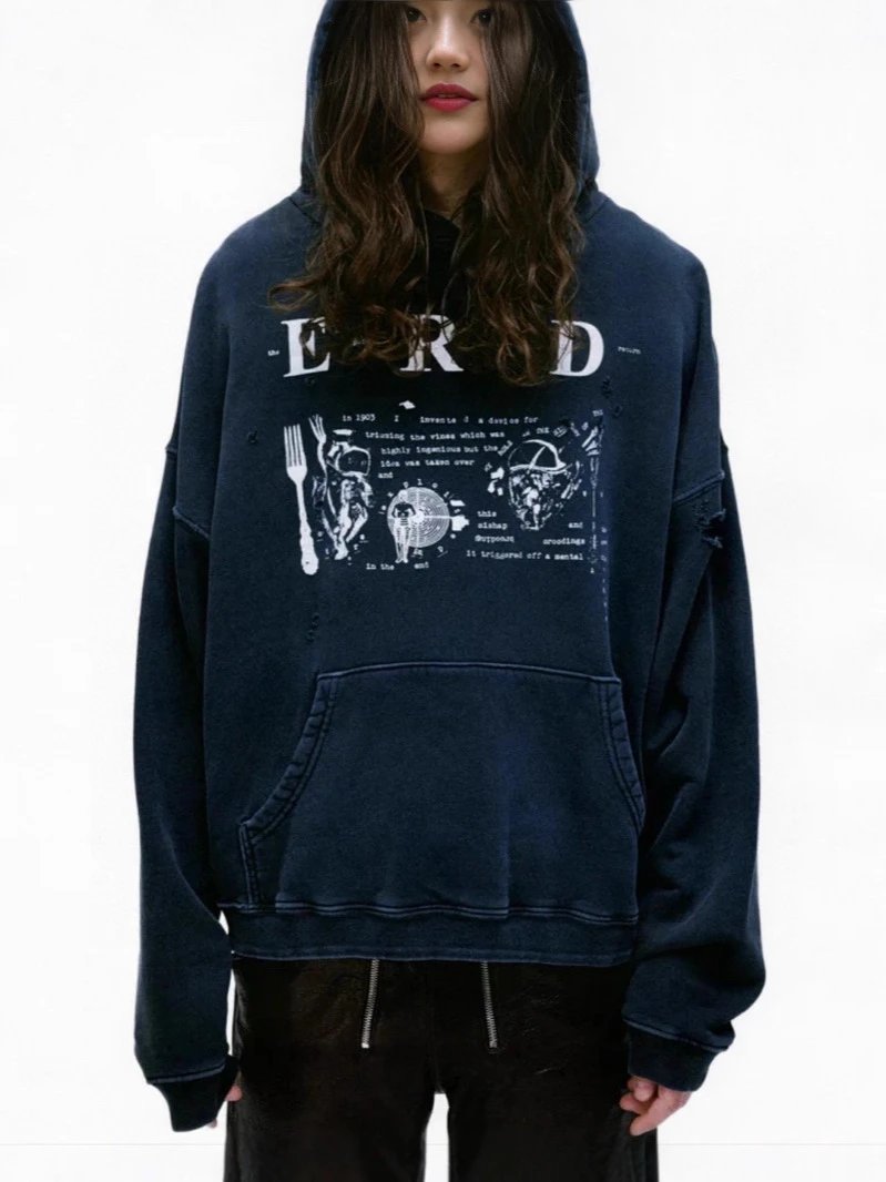 Design ERD Graphic Hoodie Dark Wash - 2