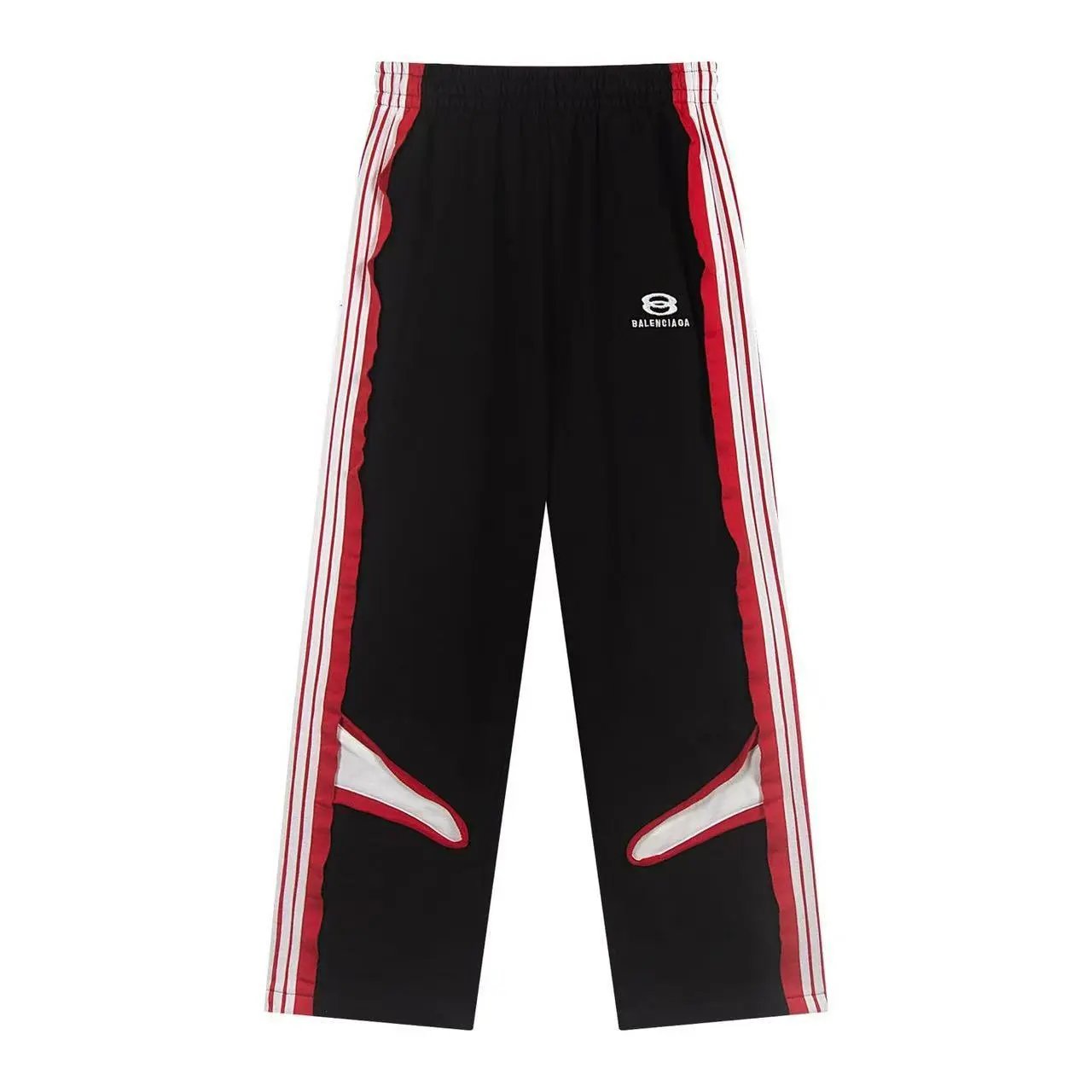 Embroidered woven belt with five stripes and double ring character pants