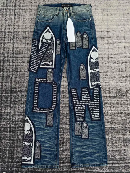 Design Who Decides War Gothic Arch Patchwork Denim Jeans - 1