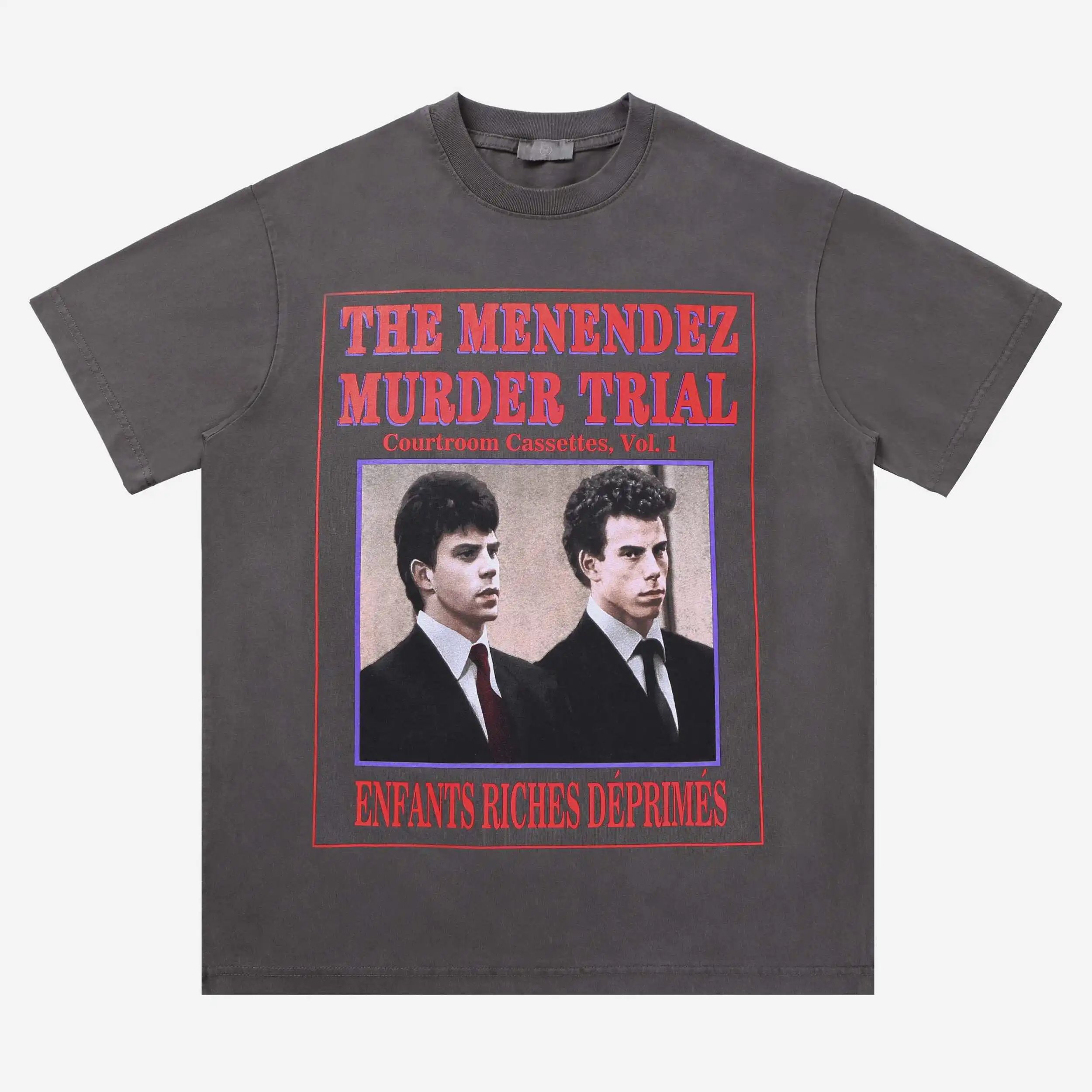 Enfants Riches Déprimés Menendez Murder Trial Graphic T-Shirt Charcoal Gray