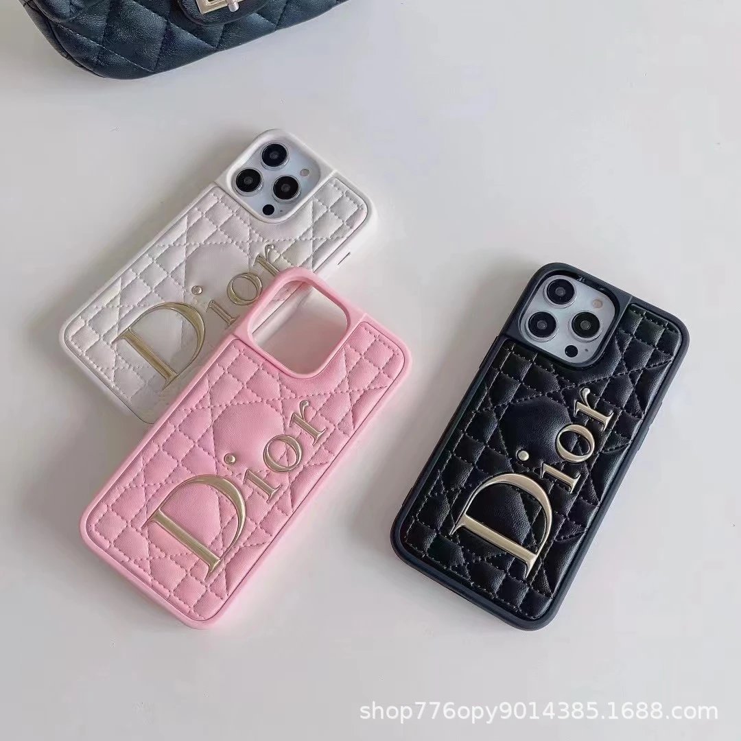 Dior Quilted Logo Phone Case Beige Gold Phone Case Phone Accessories - 4