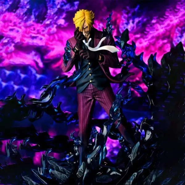 Design One Piece Sanji Vinsmoke Figure - Red Suit with Blue Flame Effect Collectible Statue Electronics - 9