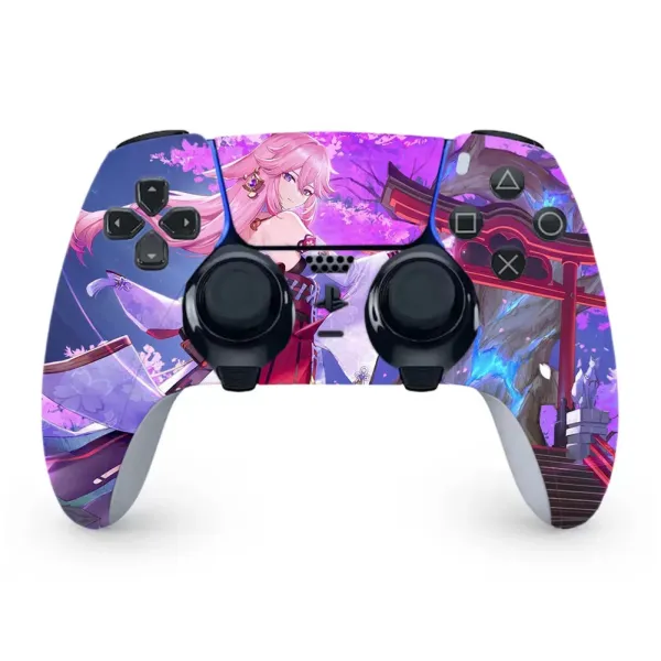 Design Custom PlayStation 5 DualSense Controller Skin - Sakura Shrine Anime Art Design Electronics - 1
