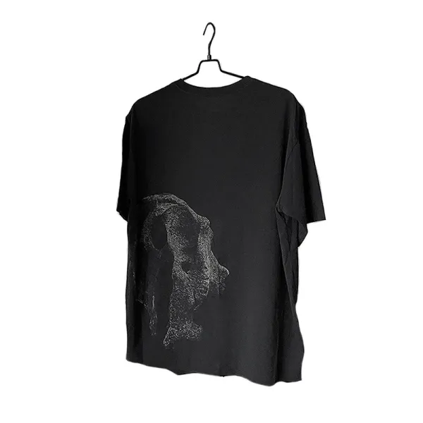 Design Stone Face Print Black T-Shirt - 6