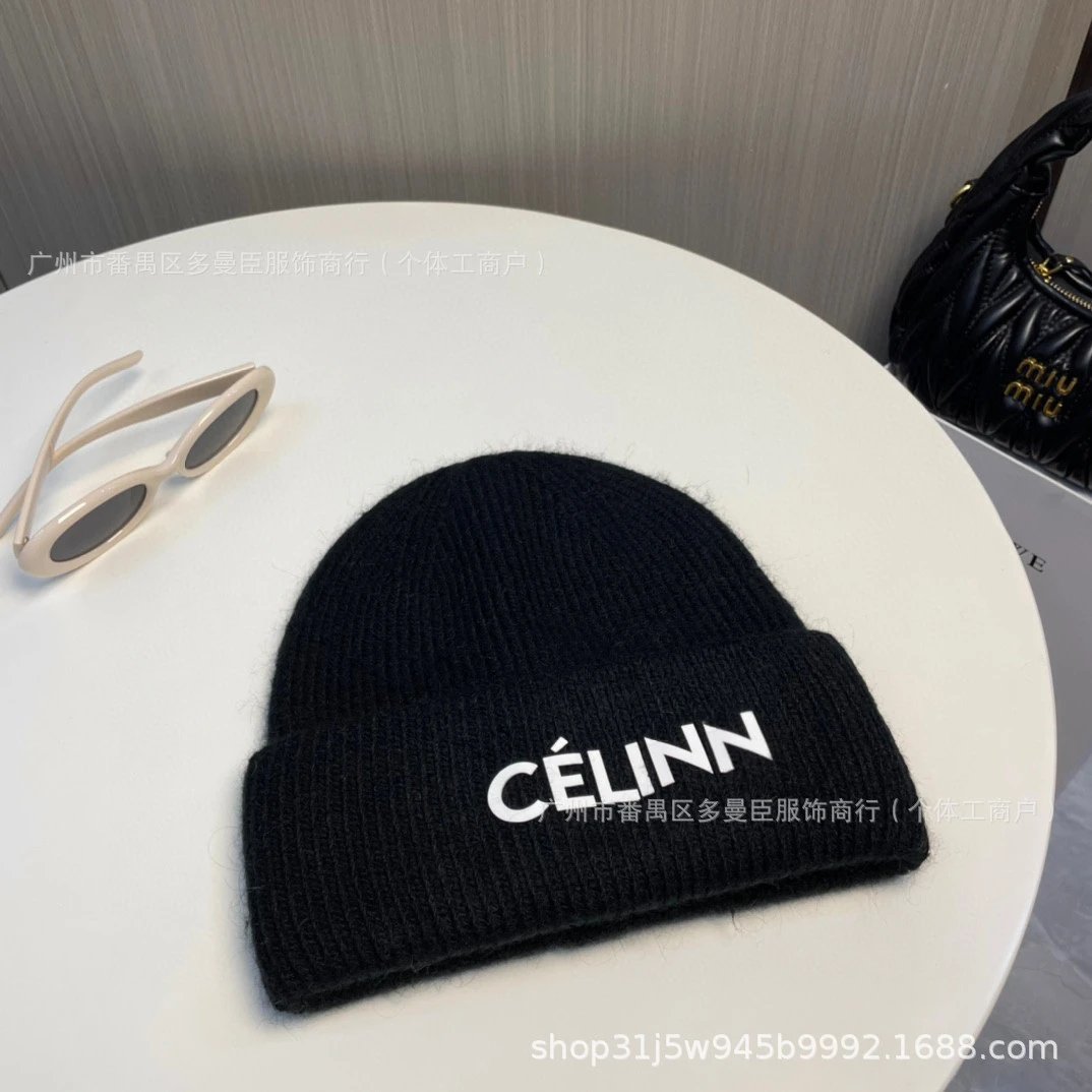 Celine Céline Célinn Logo Knit Beanie Gray Beanie - 3