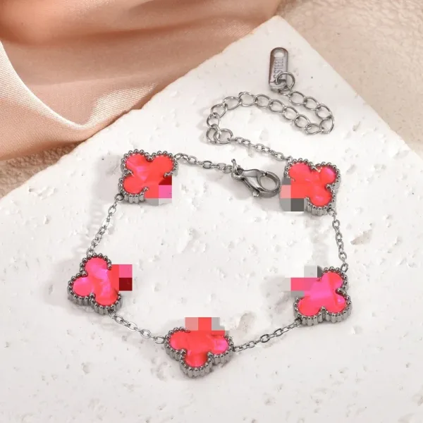 Design Alhambra-Style Red Enamel Clover Bracelet Jewelry - 4