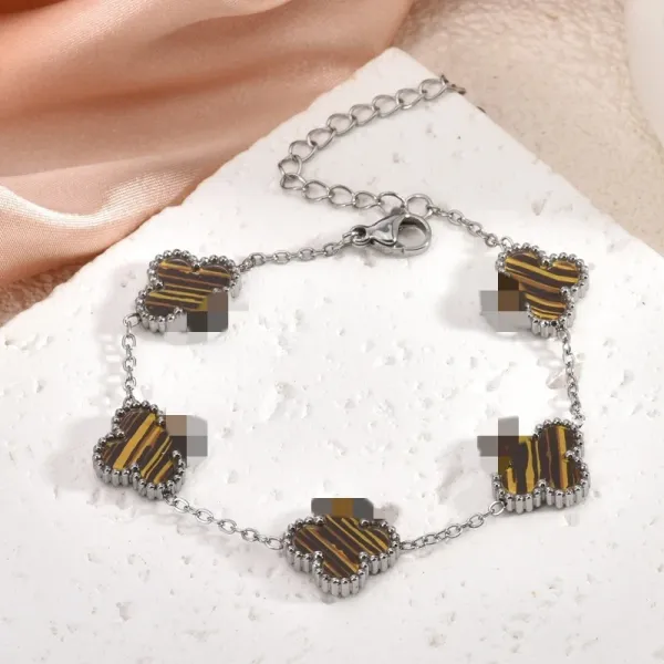 Design Alhambra-Style Red Enamel Clover Bracelet Jewelry - 8