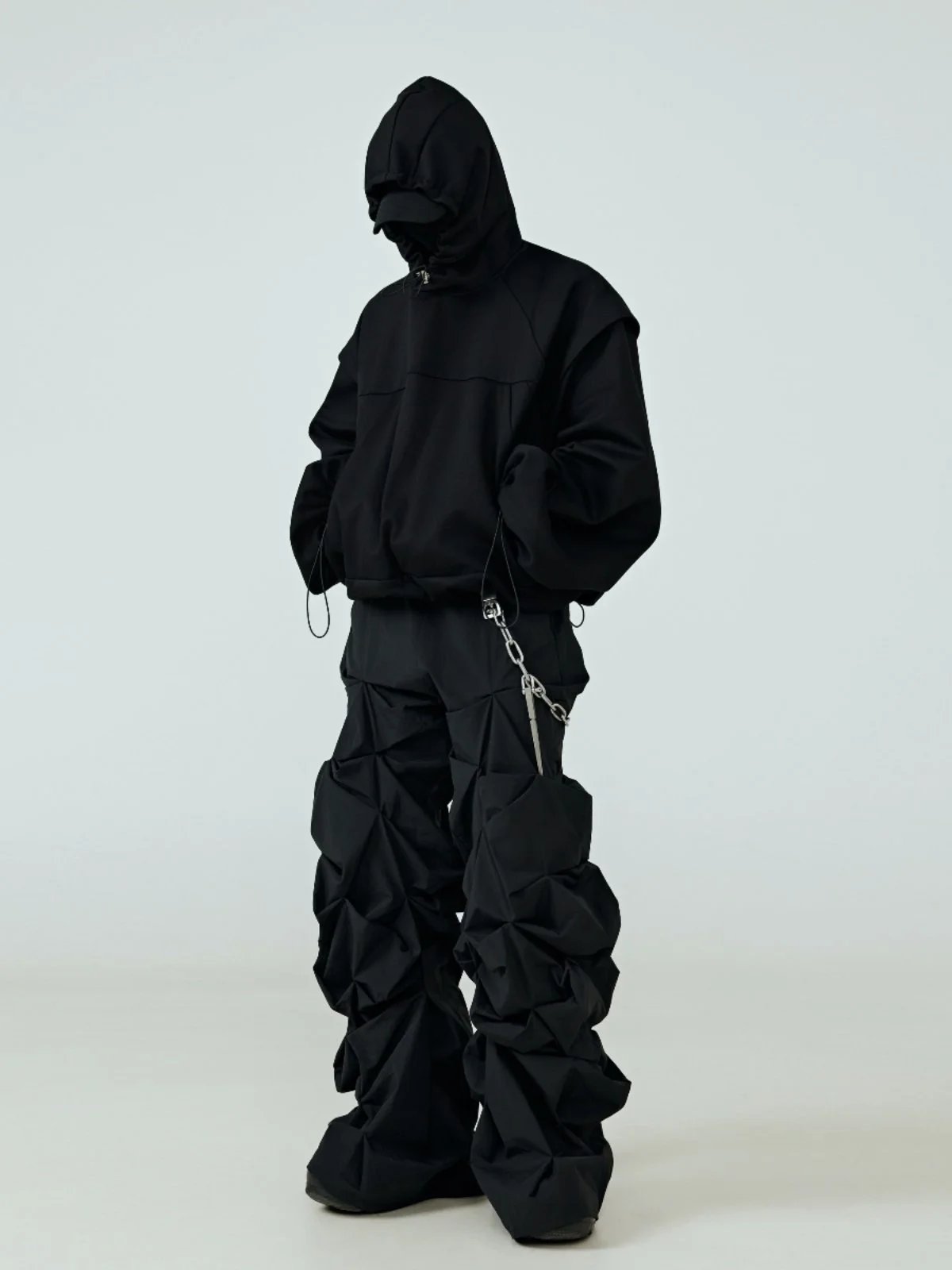 Design Ruched Volume Pants Black Pants - 3