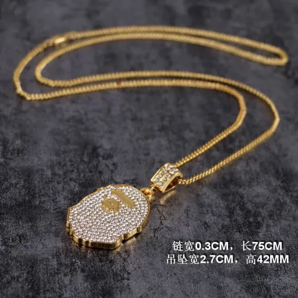 A Bathing Ape Ape Head Pendant Necklace Gold Jewelry - 1
