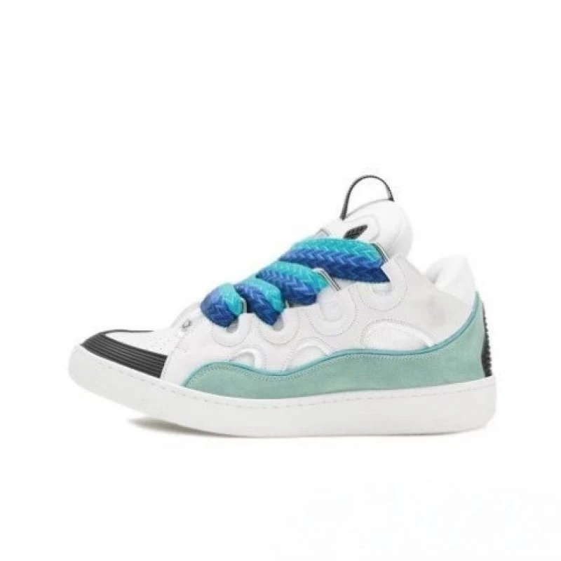 Unisex Leather Patchwork Lace-Up Casual Sneakers Retro Skate Shoes