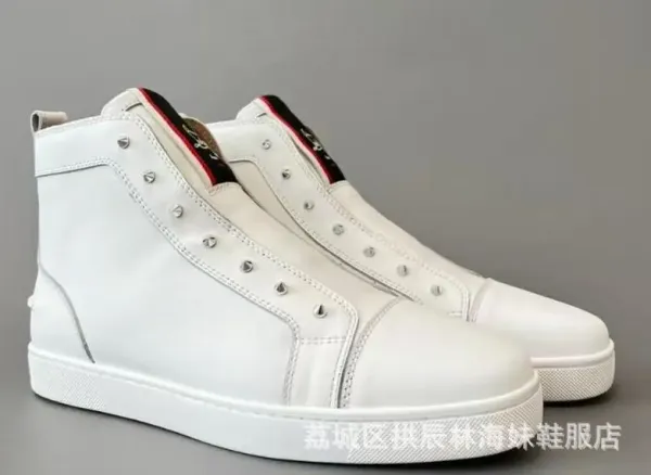 Valentino Rockstud Spike High-Top White Leather Sneakers - 1