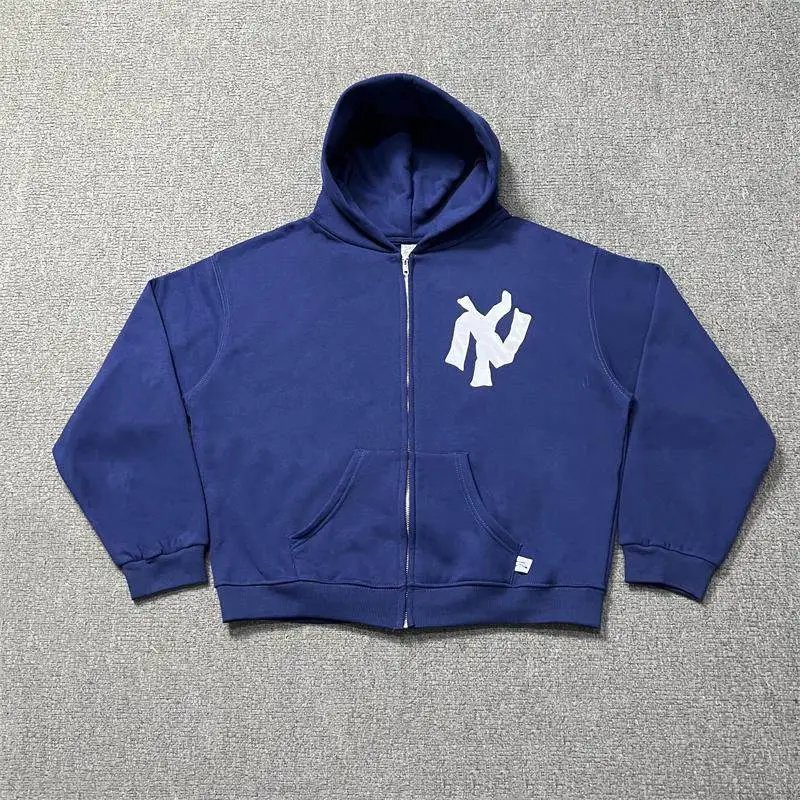 AKIMBO CLUB Unisex Fleece-Lined Zip Hoodie Youth Autumn Winter Trendy Streetwear