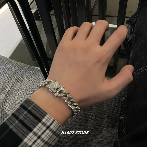 Design H1007 Store Cuban Link Bracelet with Micro Pave Cubic Zirconia Silver Bracelet Jewelry - 3