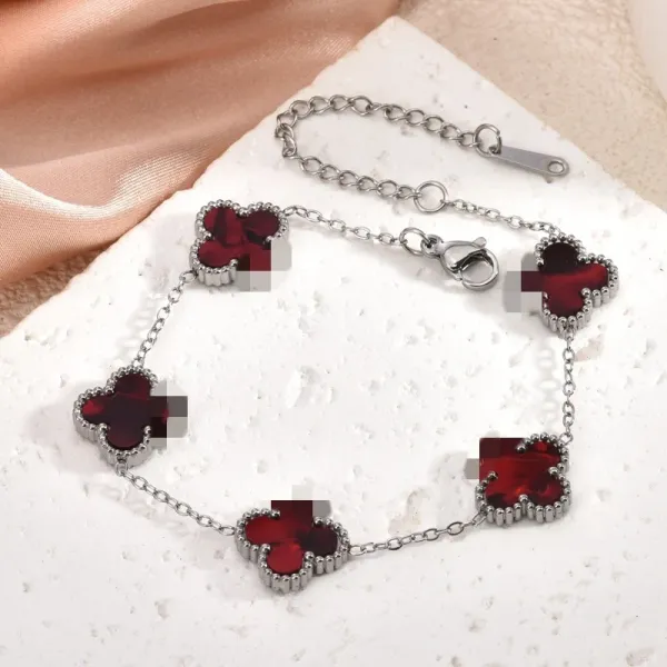 Design Alhambra-Style Red Enamel Clover Bracelet Jewelry - 10