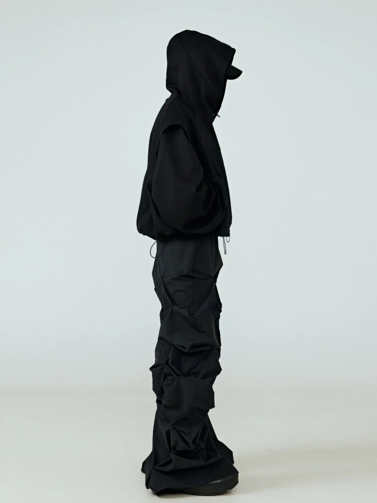 Design Ruched Volume Pants Black Pants - 4