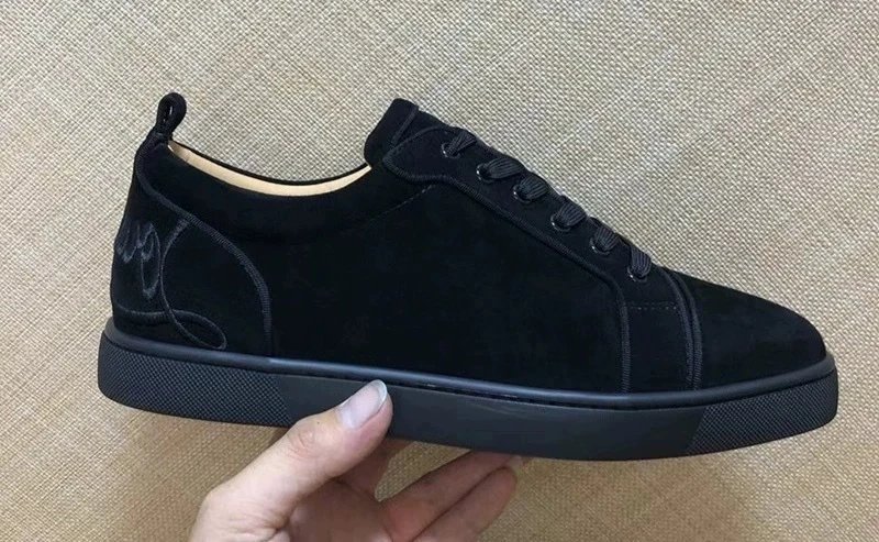 European Export Model 2025Cl Red-Soled Men's Shoes with Electric Embroidery and Rivets, Black Embroidered Low-Top Trendy Casual Shoes Product Link Refresh