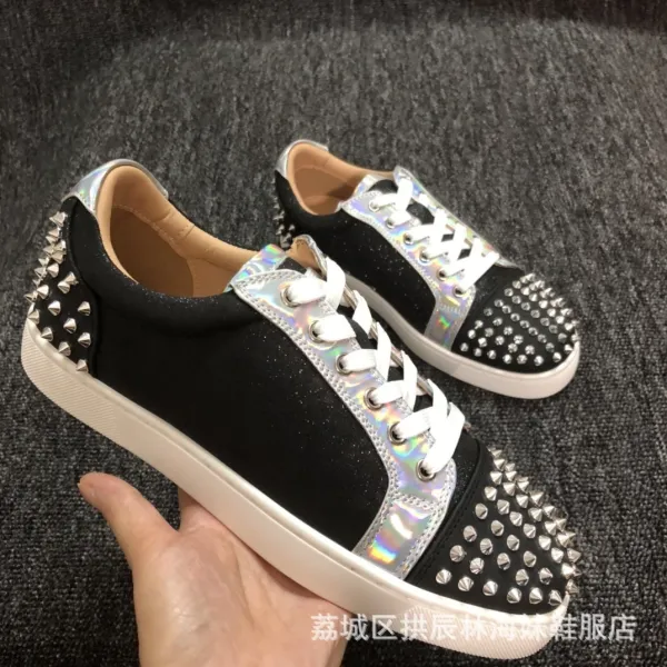 Design Spike-Embellished Holographic Panel Sneakers Black / White - 1