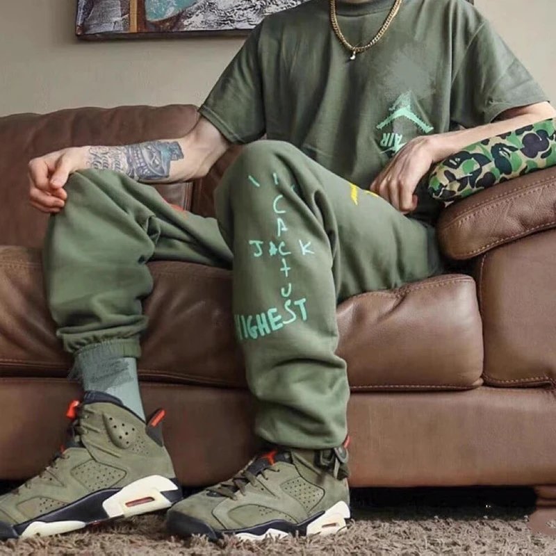 Design Sweatpants Army Green Graphic Print Sweatpants - 5