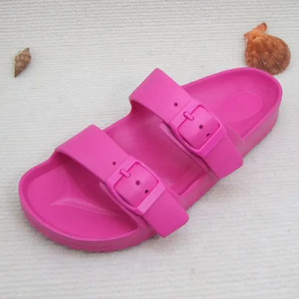 Design Two-Strap Slide Sandals Pink Slippers - 1