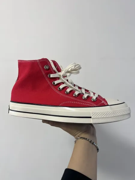 Chrome Hearts x Converse Chuck 70 High Red Canvas Sneakers - 3