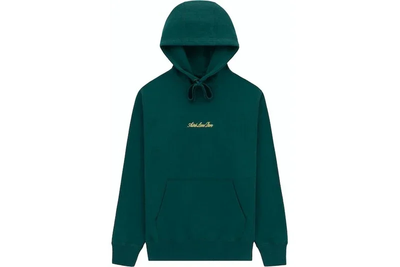 Saint Laurent Paris Forest Green Cursive Embroidery Hoodie - rep Saint Laurent