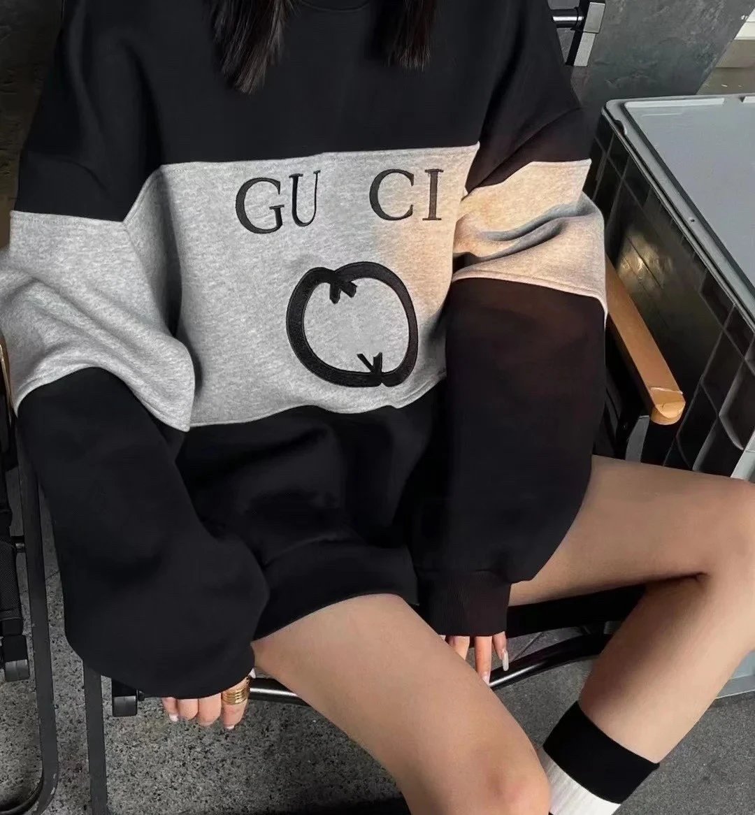 Gucci Interlocking G Logo Color-Block Sweatshirt Gray Hoodie - 5