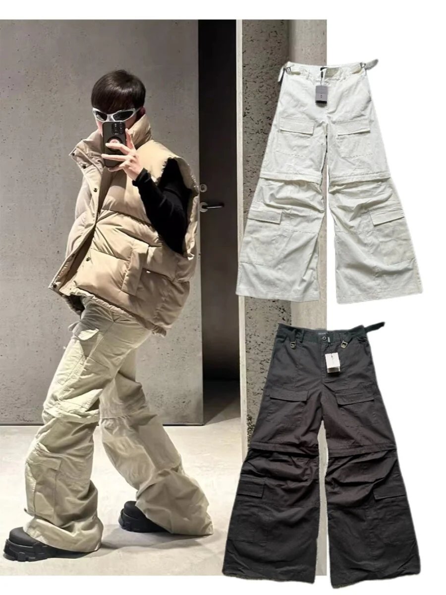 Paris limited edition 23FW custom woven and dyed two in one B home original standard flared work pants Ts same style fashion show men's and women's trendy styles