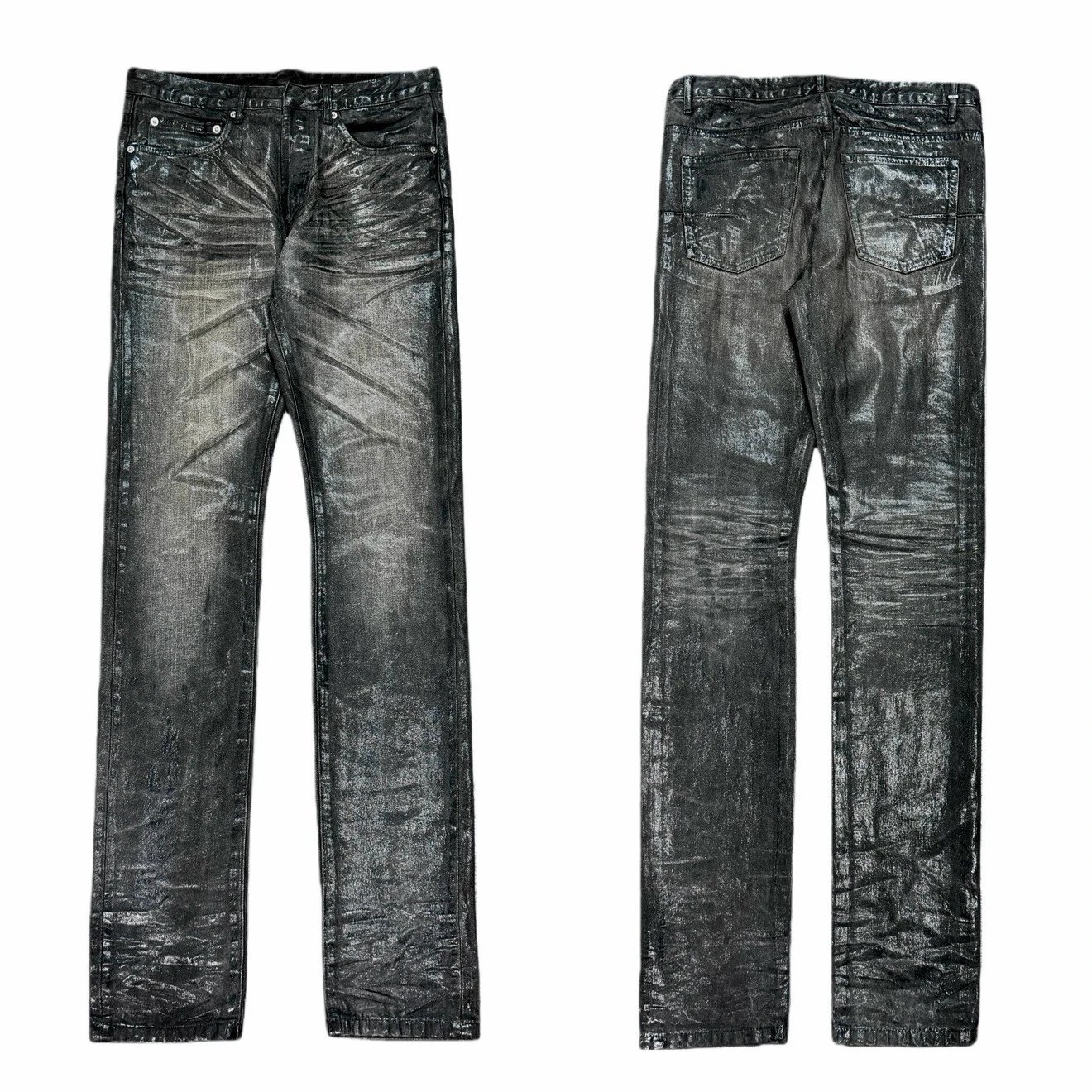 【 Strongest Batch 】 Dh03 Black Rubber Ghost Claw Heavy Industry Wash Slimming Black Jeans Hediboy Skinny