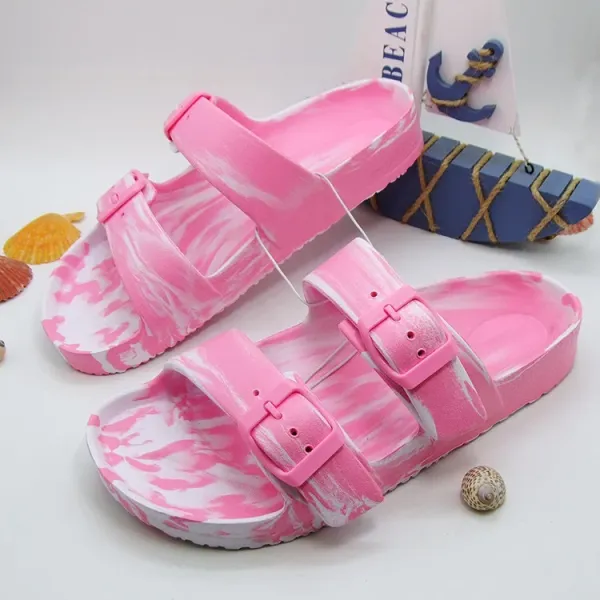 Design Pink Marble Slide Sandals Slippers - 1