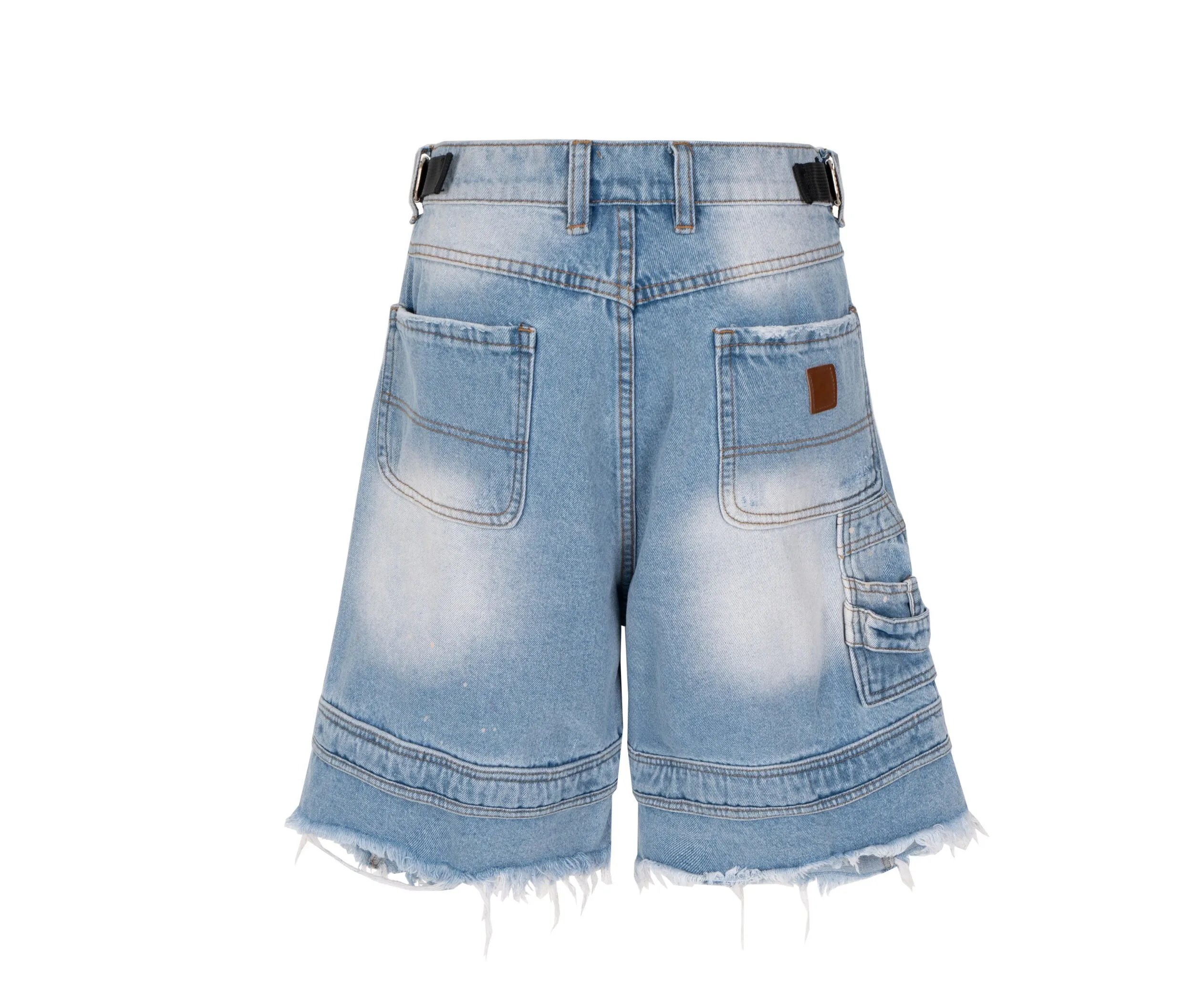 Design Distressed Oversized Cargo Denim Shorts Black - 11