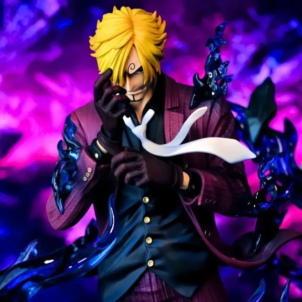 Design One Piece Sanji Vinsmoke Figure - Red Suit with Blue Flame Effect Collectible Statue Electronics - 10