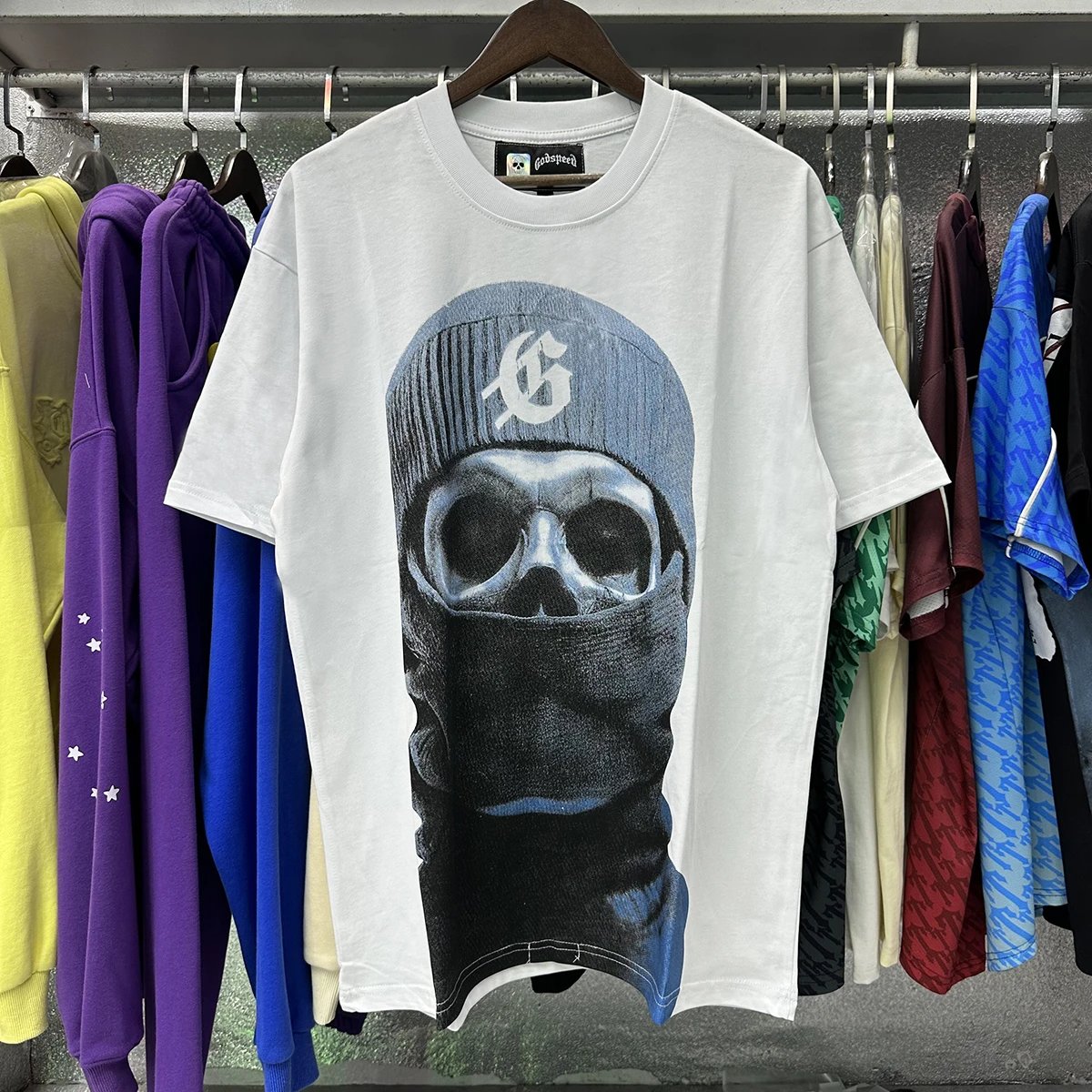 Godspeed Skull Balaclava Graphic T-Shirt White