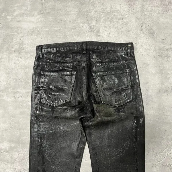 Rick Owens DRKSHDW Black Glossy Distressed Jeans - 7