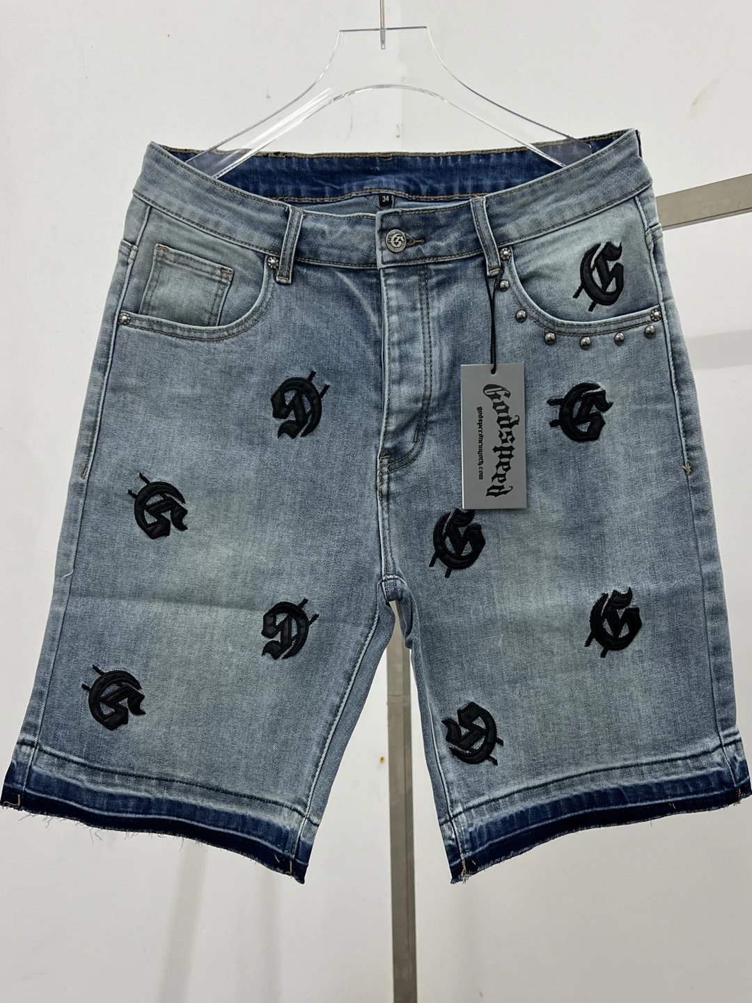 Godspeed Embroidered Logo Denim Shorts Black - 2