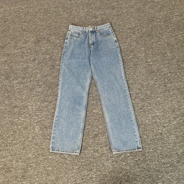 Design Wide-Leg Straight-Cut Light Wash Jeans - 1