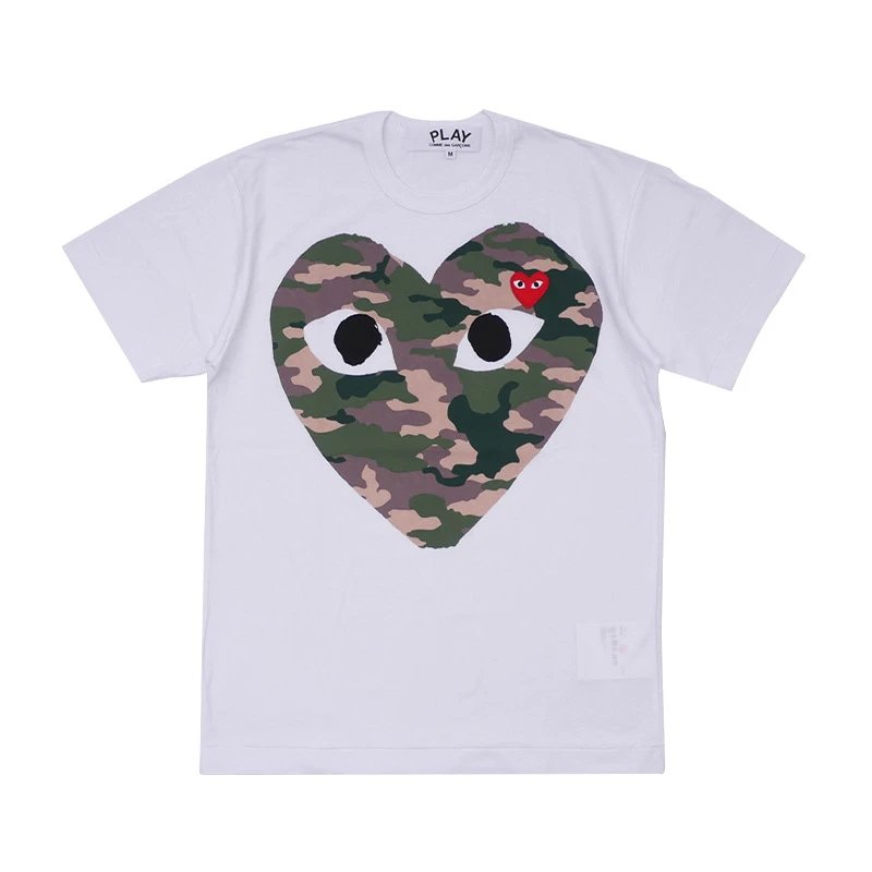 Comme des Garçons Play Camo Heart Print White T-Shirt - 6