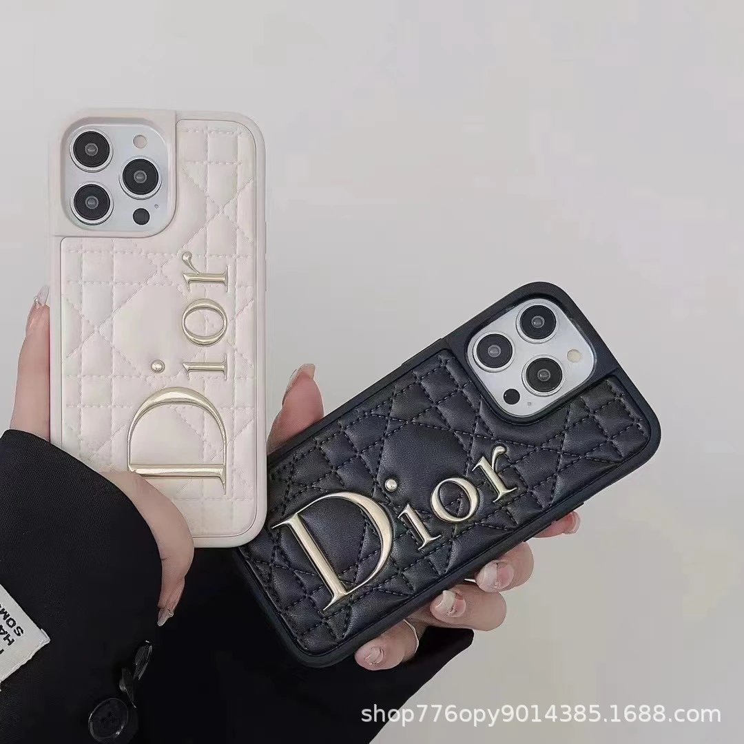 Dior Quilted Logo Phone Case Beige Gold Phone Case Phone Accessories - 2
